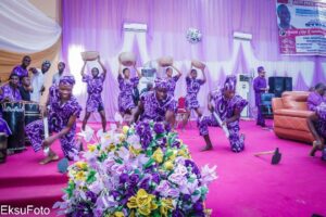 Cultural Troupe, EKSU, performing the farmers' dance