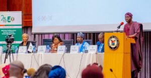 Governor of Lagos State, Mr. Babajide Sanwo-Olu, addressing the ECOWAS Parliament, third Deputy Speaker of the Parliament, Hon. Alexander Afenyo-Markin; first Deputy Speaker, Senator Jibrin Barau; Speaker of the Parliament, Hon. Memounatou Ibrahima and Second Deputy Speaker, Hon. Adjaratou Traore Coulibaly during the opening ceremony of the parliamentary seminar of ECOWAS Parliament themed “ECOWAS at 50, Parliament at 25: reflections of the community parliament towards attaining regional integration achievements”, at the Lagos Continental Hotel, Victoria Island, on Monday, 03 March, 2025