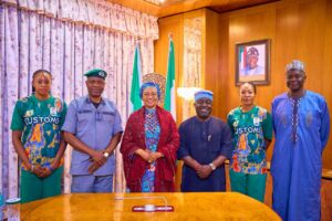 First \lagy, Oluremi Tinubu during the visit by the management team of the Nigeria Customs Service and the National Sports Commission and others