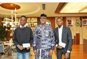 Ogun State Governor, Dapo Abiodun and Messrs Samuel Badekale and Haroun Adebakin, best graduating students of the University of Lagos