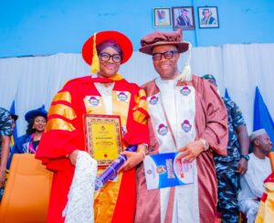 Senate President Godswill Akpabio, left, and his wife, Unoma