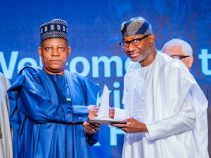 VP Shettima, left, and Femi Otedola