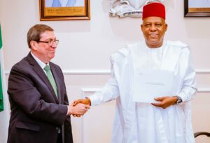 VP Shettima received the Cuban Foreign Minister, Bruno Rodríguez Parrilla, at the Presidential Villa in Abuja