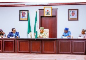 VP Shettima when he met with the National Legislative Network on Nutrition and Food Security led by Chairman of the House of Representatives Committee on Nutrition and Food Security, Hon. Chike Okafor, at the Presidential Villa