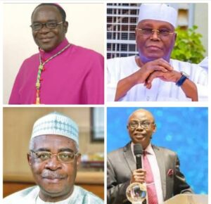 From top left, Kukah, Atiku, Bakare and Danjuma