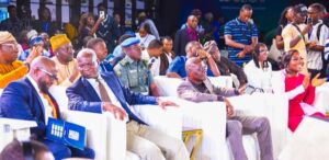 Head Of Service, Lagos State, Mr. Olabode Agoro; former Governor of Lagos State/ex-Minister of Works and Housing, Mr. Babatunde Fashola; Governor Babajide Sanwo-Olu and Executive Secretary, Lateef Jakande Leadership Academy (LJLA), Mrs. Ayisat Agbaje-Okunade during the LJLA Lagos Leadership summit themed “Transformative Leadership: Development Responsive, Adaptive and Inclusive Models”, at the Konga’s Place, Lekki, on Wednesday, April 16, 2025.