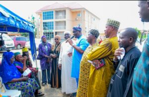 Member, Central Working Committee for Hajj 2025 and the Chief Missioner, Jejewiyyat Muslim, Prof. Paramole Kabir Olawale (third left); Commissioner for Home Affairs, Hon. Ibrahim Layode (middle); Secretary, Central Working Committee 2025, Alhaji Abdul Hakeem Ajomagberin (third right) and others at the Lagos State government free medical screening for intending pilgrims for Hajj 2025