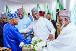 VP Shettima in Maiduguri, the Borno State capital, during a luncheon with Borno State elders and his schoolmates in celebration of Eid-El-Fitr
