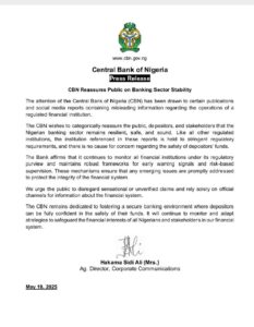 CBN'statement on stability of the banking sector