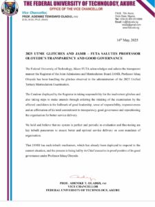 FUTA's letter