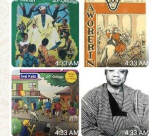 J Odunjo's Alawiye, top left, Aworerin, top right, DO Fagunwa, bottom right, and another Alawiye