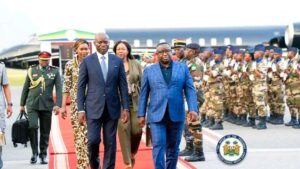 President Bio arriving Libreville, Gabon, for today’s inauguration