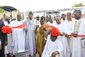 President Tinubu commissioning a road project in Katsina