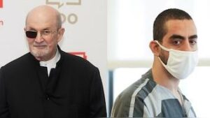 Salman Rushdie and his attacker, Hadi Matar