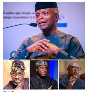 Former VP Osinbajo, top; Peter Obi, bottom right, Rotimi Amaechi and Sowumi