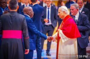 Pope Leo, right, and President Tinubu