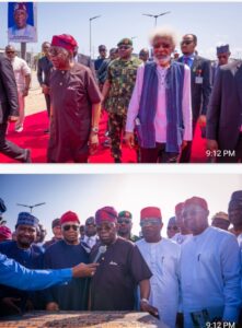 President Tinubu and Professor Wole Soyinka, top. Bottom: The President and other dignitaries during the commissioning
