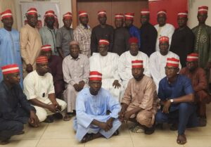 Senator Kwankwaso flanked by the retired military officers