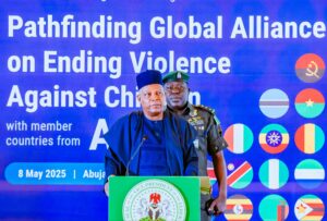 VP Shettima during the first regional meeting of the Africa Pathfinder Countries of the Global Alliance on Ending Violence Against Children at the Presidential Villa, Abuja