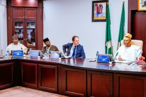 VP Shettima, right, during a visit by a delegation from the Hertie School of Governance, Berlin, led by Senior Fellow Dr. Rolf Alter