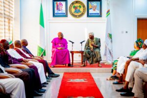 Governor Sanwo-Olu when the leadership of the Christian Association of Nigeria (CAN), Lagos State Chapter, led by Rt Rev. Stephen Adegbite, and the leadership of the Cherubim & Seraphim (C & S) Church, led by His Eminence Baba Aladura Olorunfunmi Bashorun, visited him during different courtesy visits at the Lagos House, Ikeja