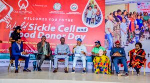 Dr Ayomide Olanipekun, the Executive Director of O.A. Initiative, and others during the 2025 World Sickle Cell and Blood Donor Day at the College of Nursing Sciences, Ado Ekiti.