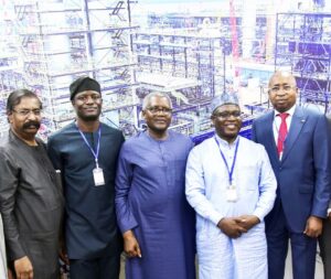 L -R, Vice President, Oil and Gas, Dangote Industries Ltd, Devakumar Edwin; CEO NGX, Temi Popoola; President / CE, Dangote Industries Ltd, Aliko Dangote; Group Chairman, NGX Group Alhaji (Dr.) Umaru Kwairanga, Managing Director/ CEO of Central Securities Clearing System Plc, (CSCS), Haruna Jalo-Waziri, during the NGX Group’s Visit to Dangote petroleum Refinery and fertiliser plant, Ibeju-Lekki Lagos on Tuesday June 25, 2025