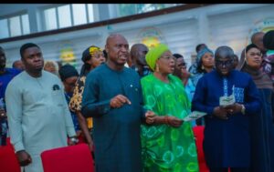 Governor Oyebanji during the May edition of the monthly Evening of Praise and Worship programme