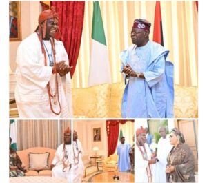Ooni of Ife, Arole Oduduwa Olofin Adimula, Ooni Adeyeye Enitan Ogunwusi,CFR, Ojaja II, left, and President Bola Tinubu