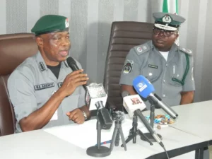 The Comptroller General of CustomsAdeniyi addressing journalists during visit this week to Ogun Area Command ll, Abeokuta2