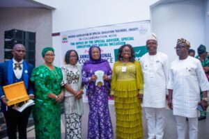 Secretary to Ekiti State Government, Prof Habibat Adubiaro, and NASET members
