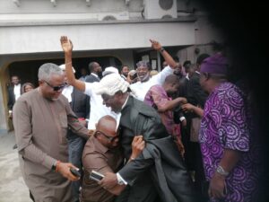Fayose. Emotioally overwhelmed when he had the verdict of not guilty