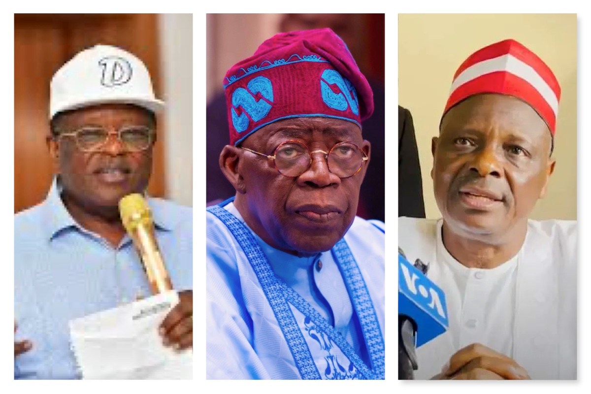 From left, Engineer Dave Unahi, President Bola Tinubu and Senator Raiu Kwankwaso