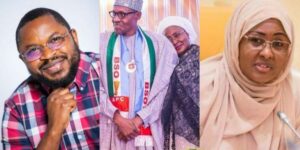 From left, Professor Kperogi, former President Buhari and his wife, Aisha