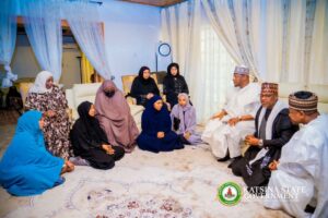 Governor Radda with the former First Lady and other family members at late ex-President Buhari's residence in Daura