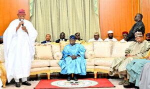 Governor of Kano State, Abba Kabir Yusuf , President Bola Ahmed Tinubu, Alh Tajudeen Dantata, son of the Late Alhaji Aminu Dantata.
