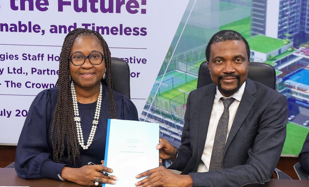 The Managing Director/CEO, First City Monument Bank (FCMB), Mrs. Yemisi Edun, and the President of TotalEnergies Staff Housing Cooperative Multipurpose Society Ltd (TEHC), Mr. Louis Ogbeifun, at the signing of a $40m facility from FCMB to fund the construction of phase 1 of TEHC’s Louisville residential apartments in Eko Atlantic City, Lagos. The event took place on July 16, 2025 in Lagos