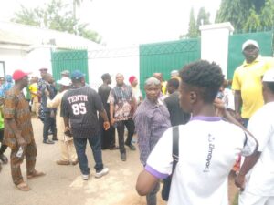 Jubilant supporters locked out of Edo Government House