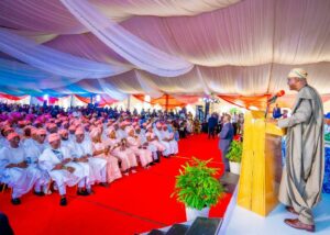 Lagos State Governor, Mr Babajide Sanwo-Olu addressing the newly sworn-in Council Chairmen, during the swearing in ceremony at Lagos House, Alausa, Ikeja, on Sunday, July 27, 2025.