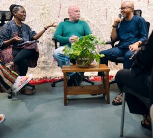 L-R: Molara Wood, Michael Archer, Victor Ehikhamenor