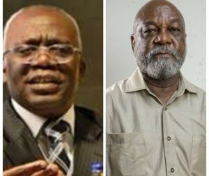 Mr Femi Falana, left, and Professor Kwame Karikari