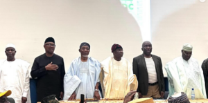 Peter Obi , second left, Aregbesola, David Mark, Atiku, extreme right and others