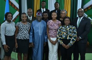 President Bola Tinubu and students of Saint Lucia