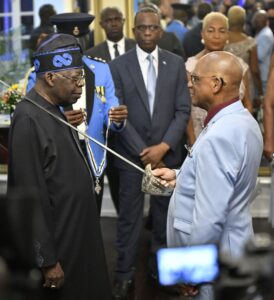 President Tinubu being conferred with the highest national honour, Knight Commander of the Order of Saint Lucia