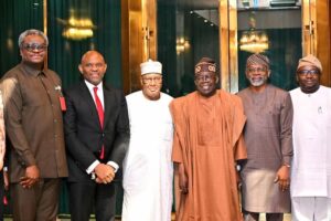 President Tinubu, third right, Femi Gbajabiamila, second right, Tony Elumelu and other Chairmen of GENCO