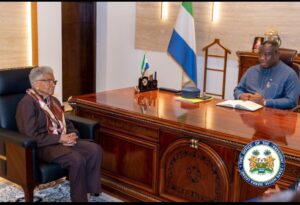 Ellen Johnson Sirleaf and President Maada Bio