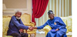 President Bola Tinubu, right, and Professor Wole Soyinka