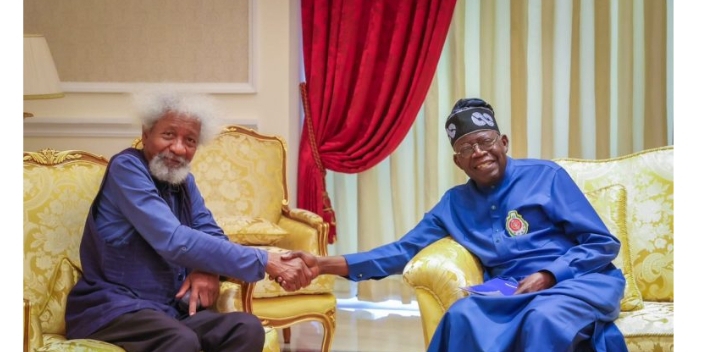 President Bola Tinubu, right, and Professor Wole Soyinka
