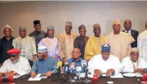 Sitting from left, Tom Ikimi, Atiku Abubakar, David Mark, Sule Lamido and others