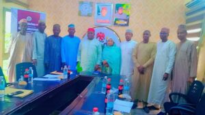 The Kano state Commissioner for Information and Internal Affairs, Waiya, flanked by NEPC delegation